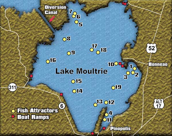 Lake Moultrie Fishing Map Santee Cooper Lakes – Marion And Moultrie