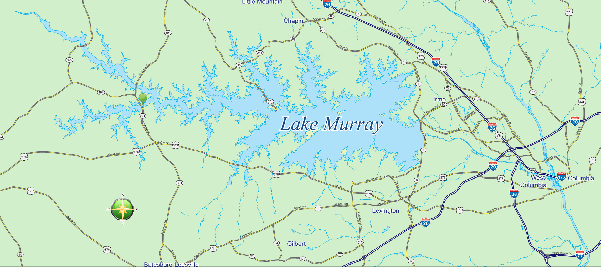 Lake murray cdc lexington sc map