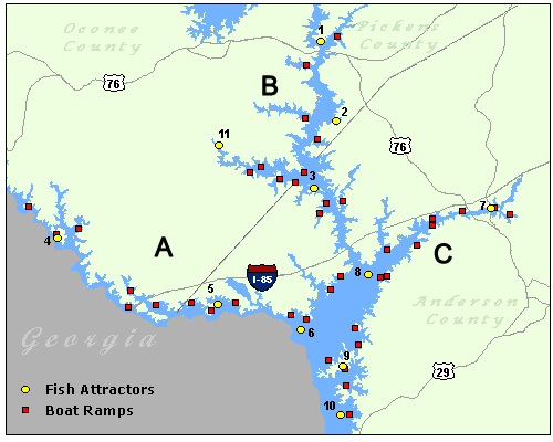 Lake Hartwell - Western border between Georgia and South Carolina